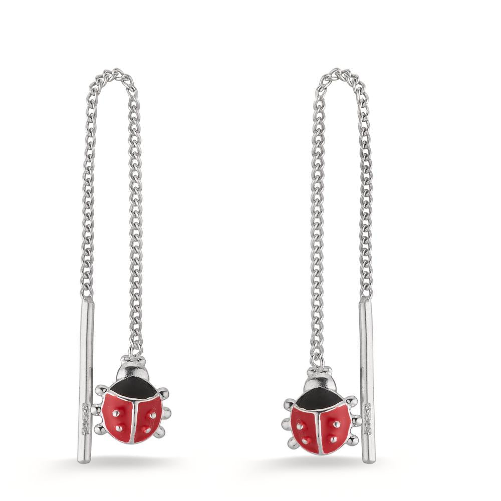 Boucles d'oreilles pendantes Argent Laqué Coccinelle Ø6 mm