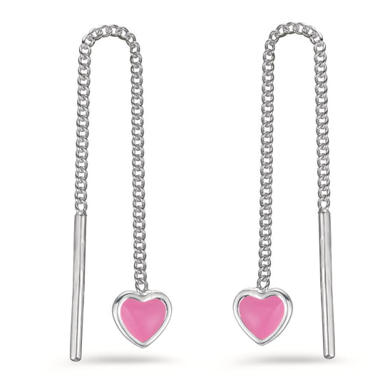 Boucles d'oreilles pendantes Argent Laqué Coeur Ø5 mm