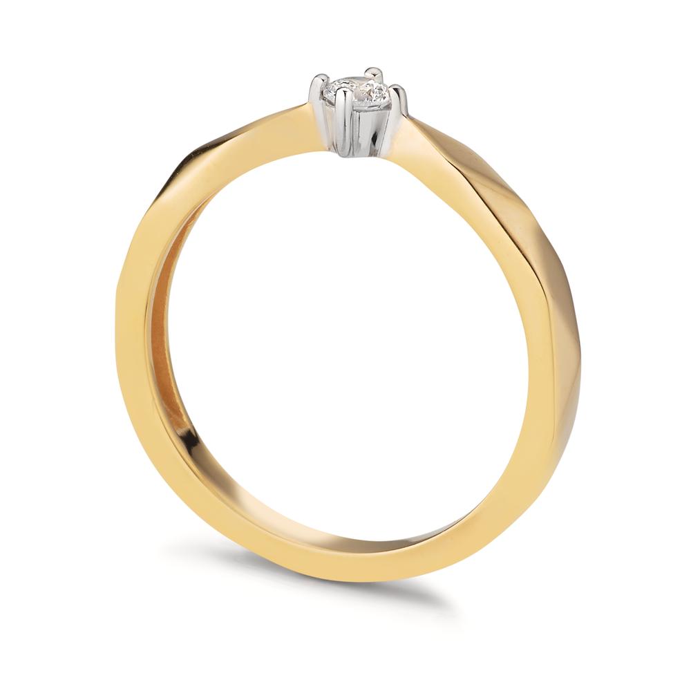 Solitär Ring 375/9 K Gelbgold Zirkonia bicolor