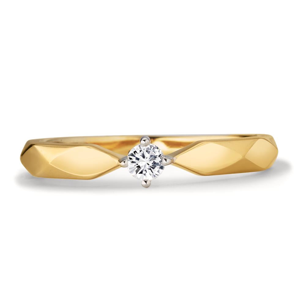 Solitaire ring 375/9 krt geel goud Zirkonia Bi-color