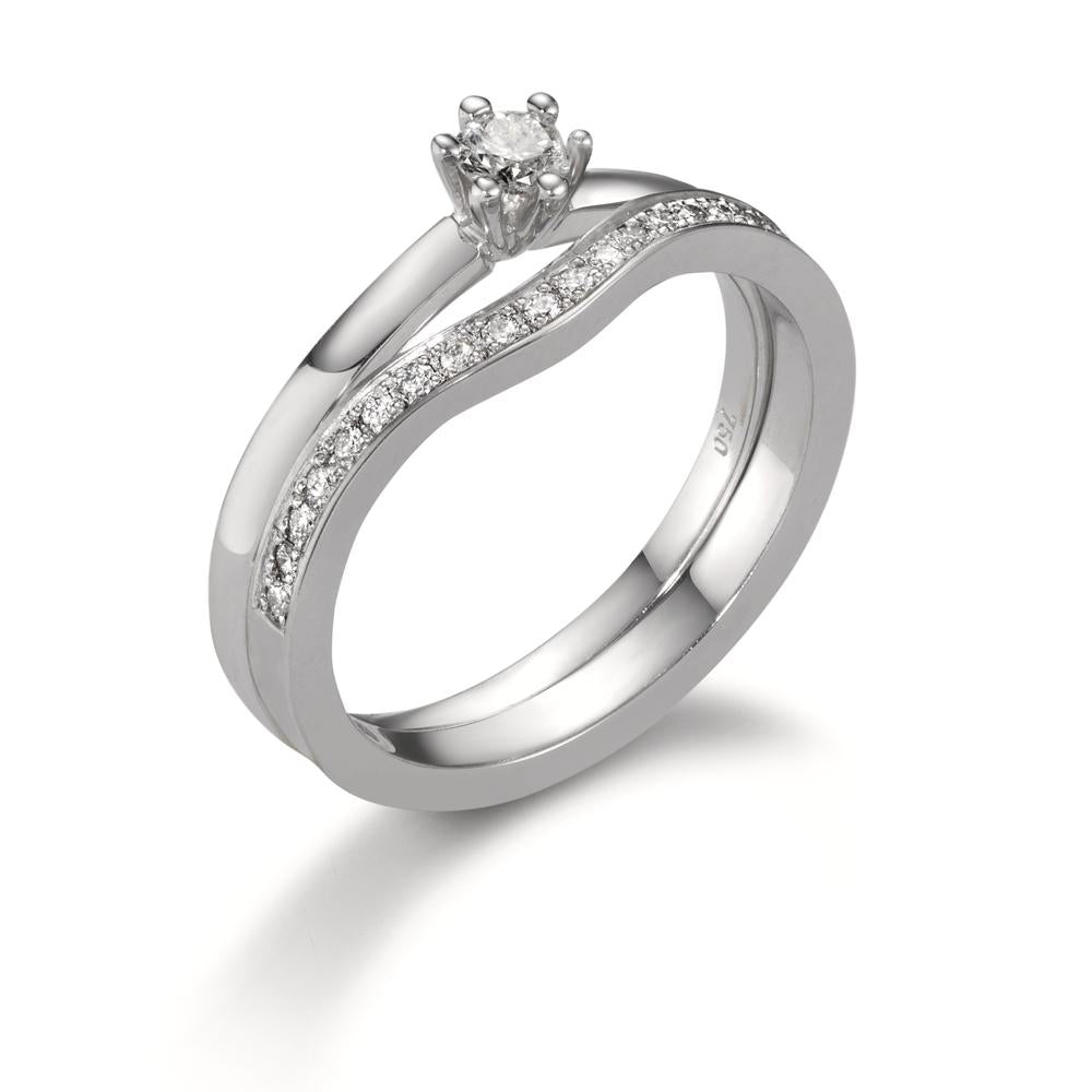 Solitaire ring 750/18K krt witgoud Diamant 0.15 ct, w-si