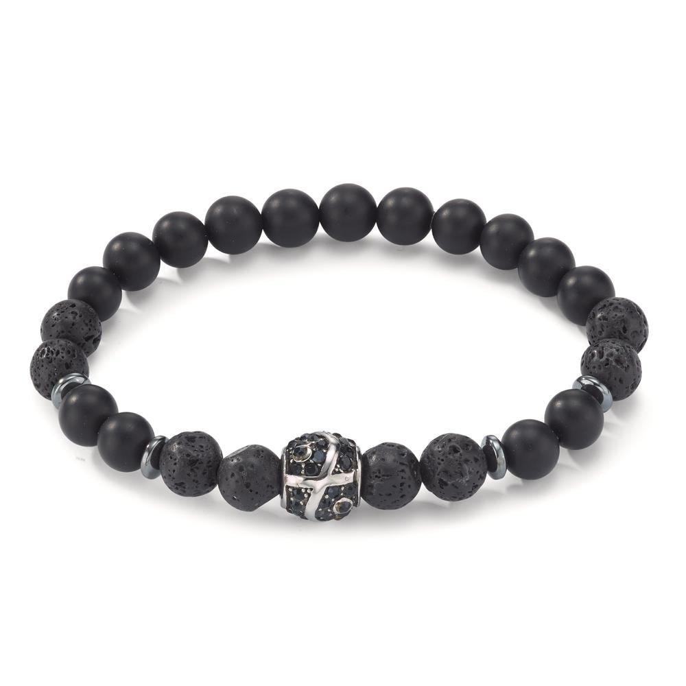 Bracelet Acier inoxydable Onyx noir PVD 20 cm Ø8.5 mm