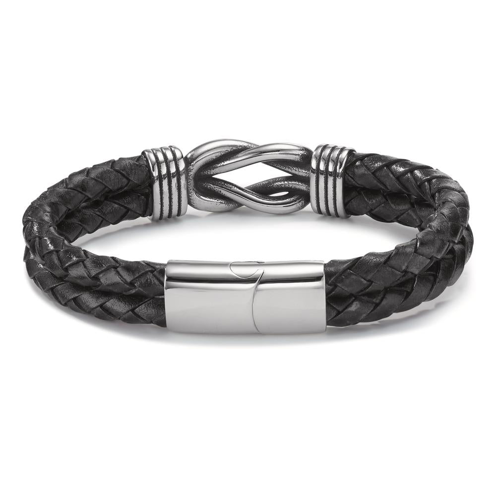 Armband Edelstahl, Leder patiniert