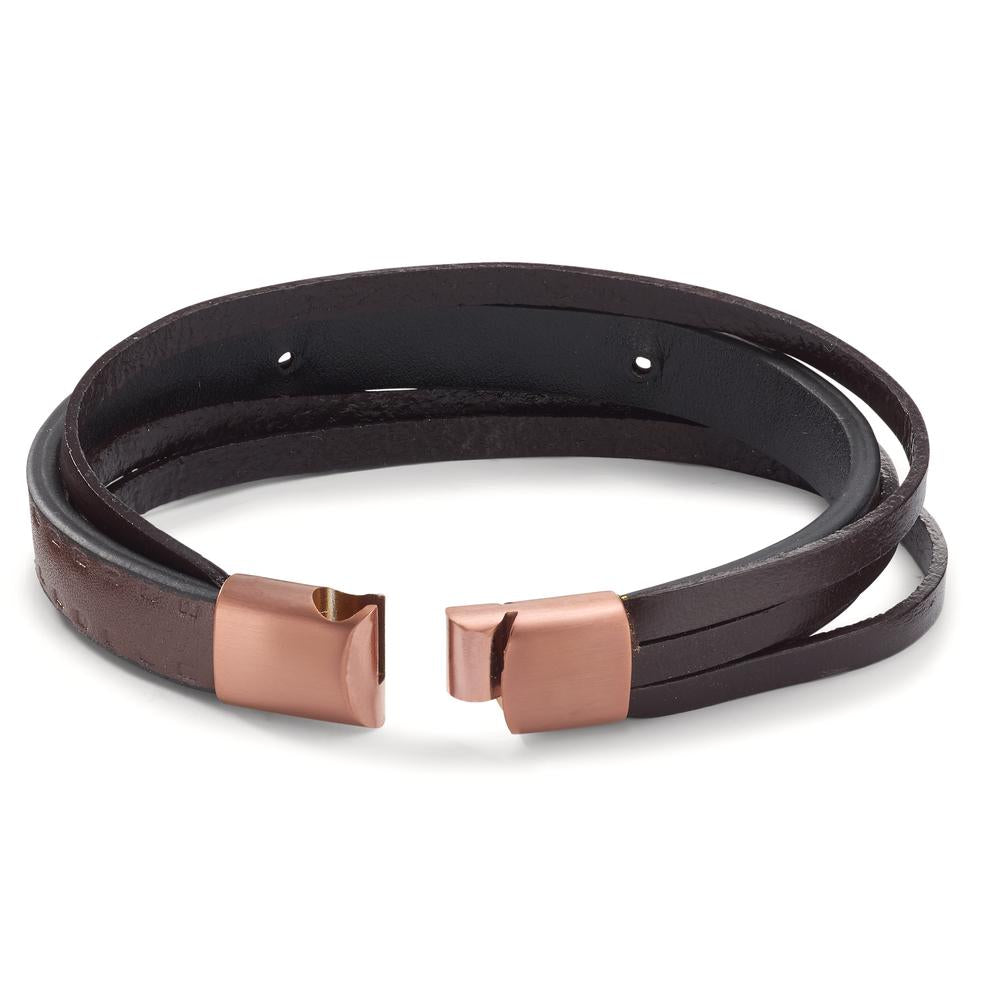 Armband Edelstahl, Leder braun IP beschichtet