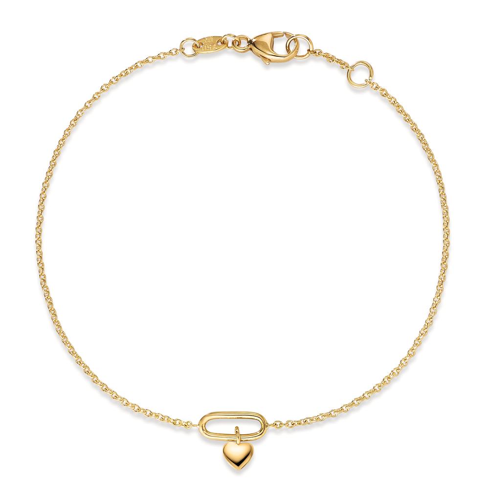 Armband 750/18 krt geel goud Hart 17-18 cm