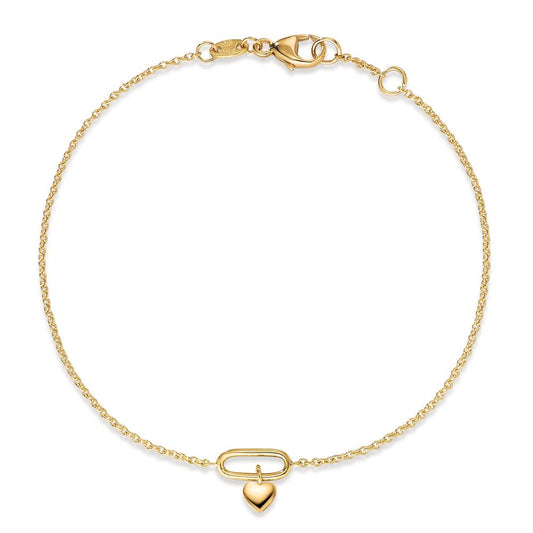 Bracelet Or jaune 18K Coeur 17-18 cm