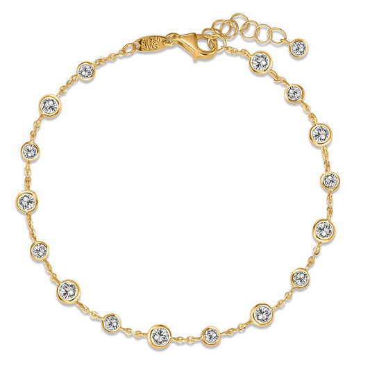 Bracelet Or jaune 18K Zircone 17 Pierres 17-19 cm