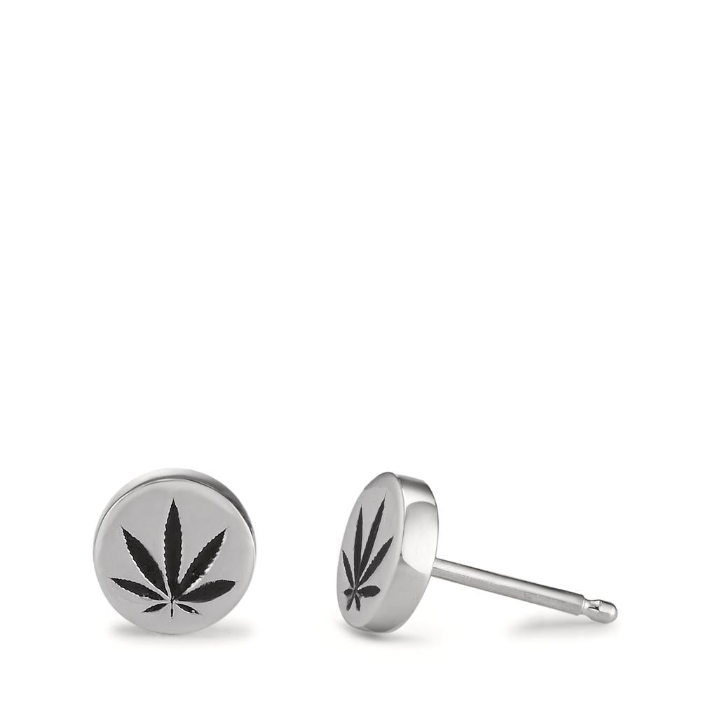 Ohrstecker Silber emailliert Cannabis Ø7 mm