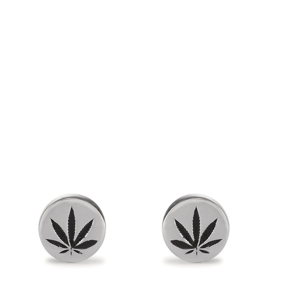 Clous d'oreilles Argent Émaillé Cannabis Ø7 mm