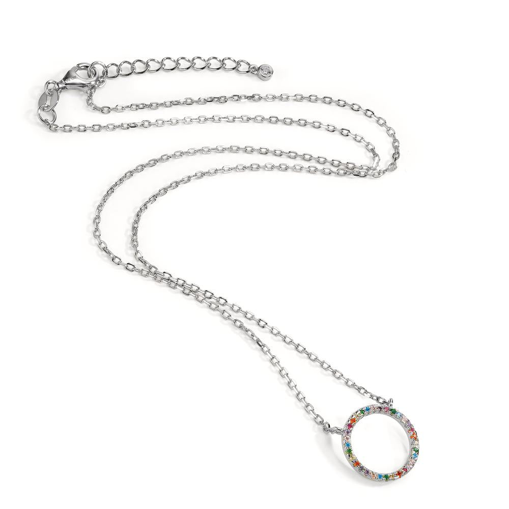 Collier Zilver Zirkonia kleurrijk Gerhodineerd 42-45 cm Ø14 mm