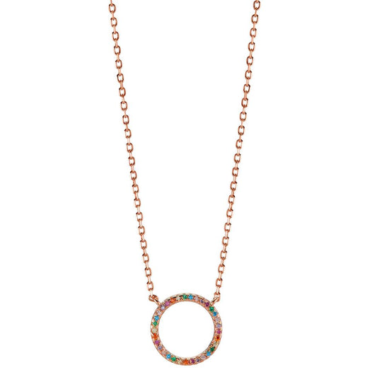 Collier Zilver Zirkonia kleurrijk Rosé Verguld 42-45 cm Ø14 mm