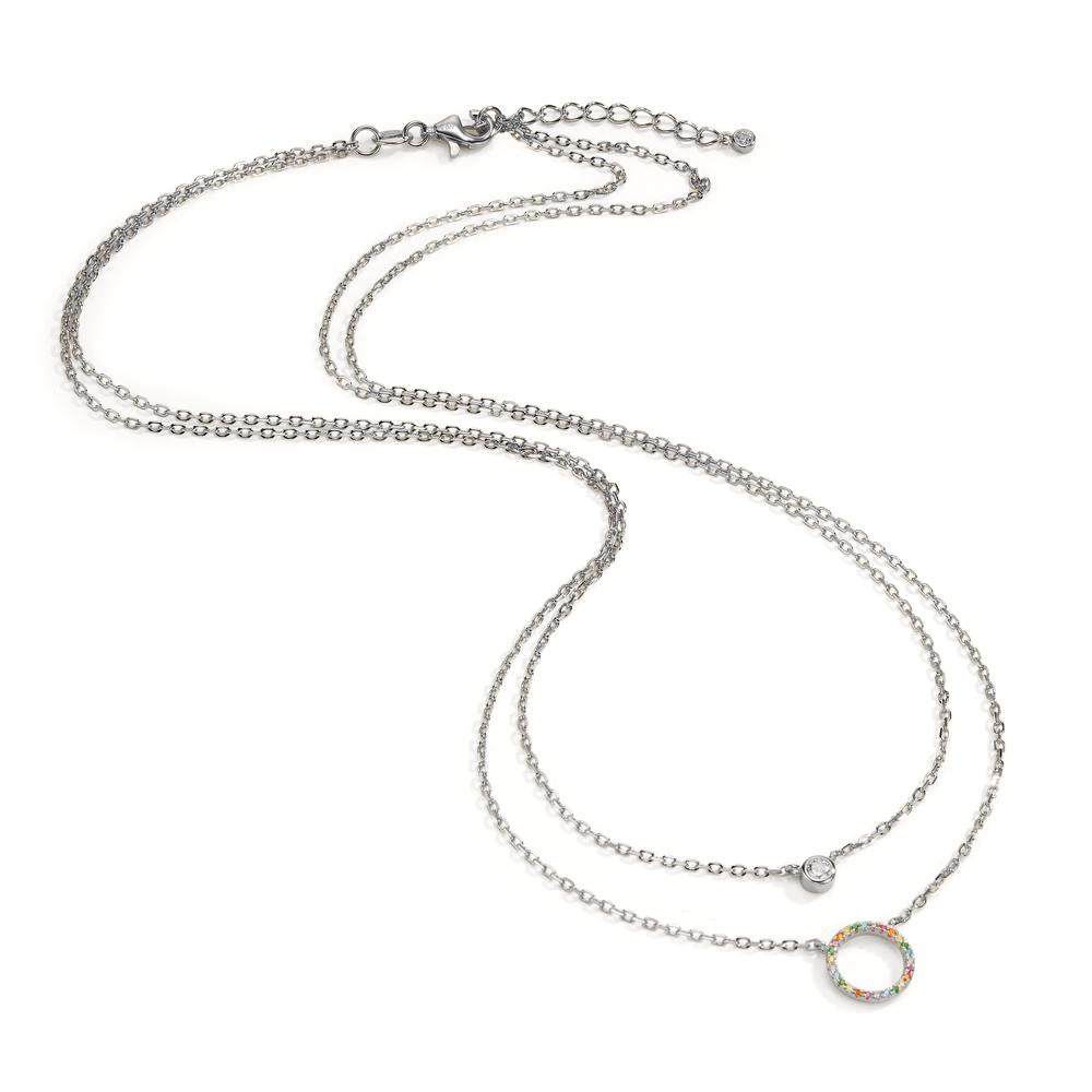 Collier Zilver Zirkonia kleurrijk Gerhodineerd 42-45 cm