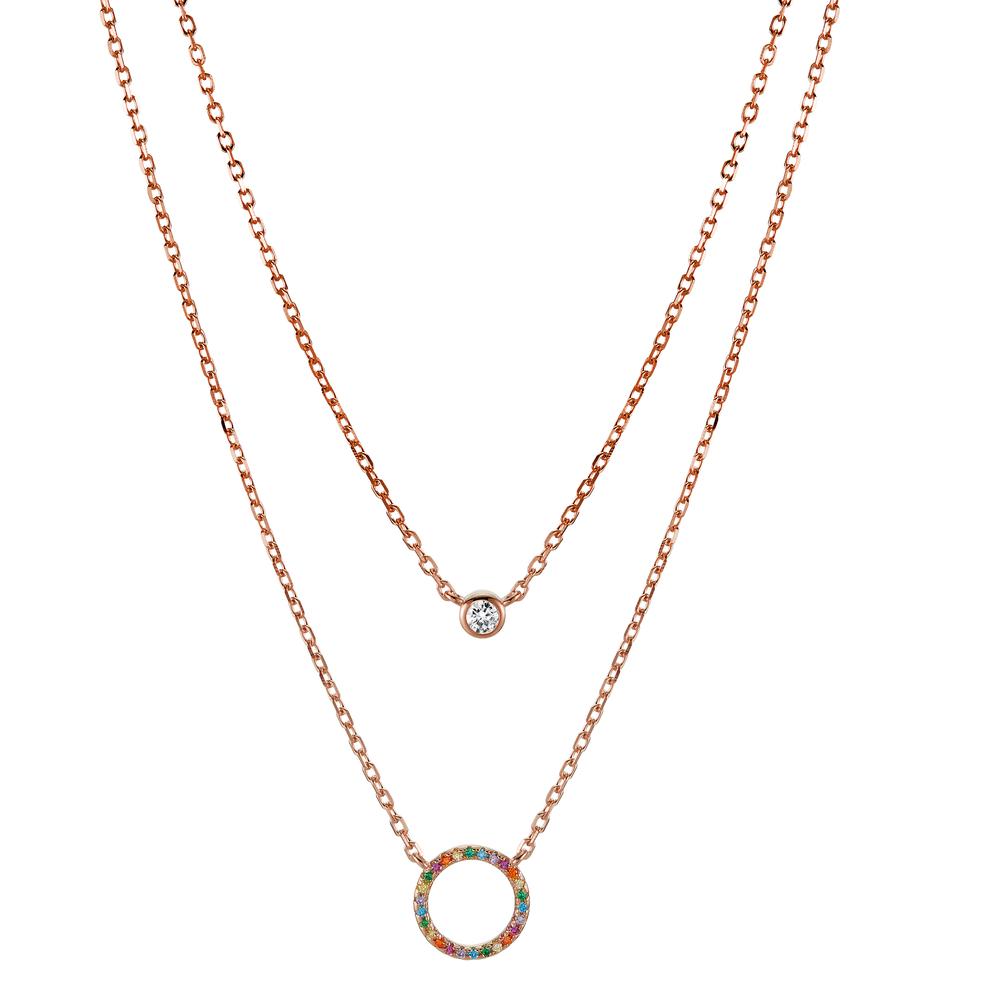 Collier Argent Zircone coloré rosé Plaqué or 42-45 cm