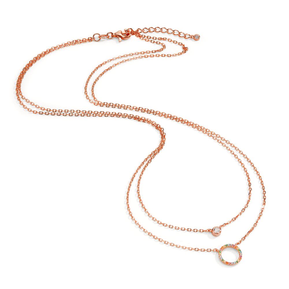 Collier Argent Zircone coloré rosé Plaqué or 42-45 cm