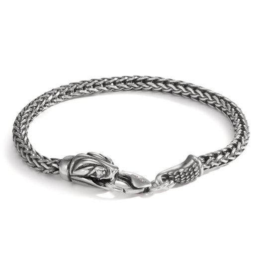 Armband Zilver Zirkonia 2 Steen Gepatineerd Slang 21 cm