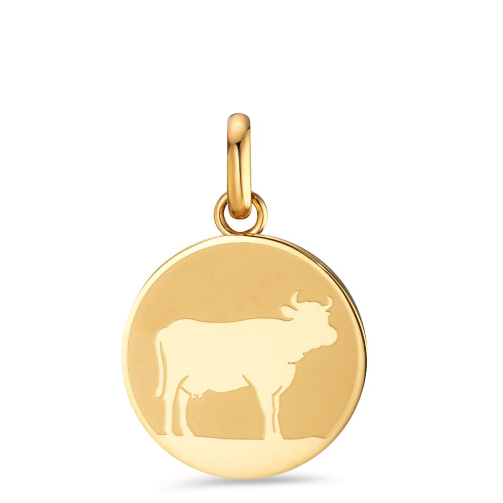 Pendentif Acier inoxydable jaune PVD Vache Ø18 mm