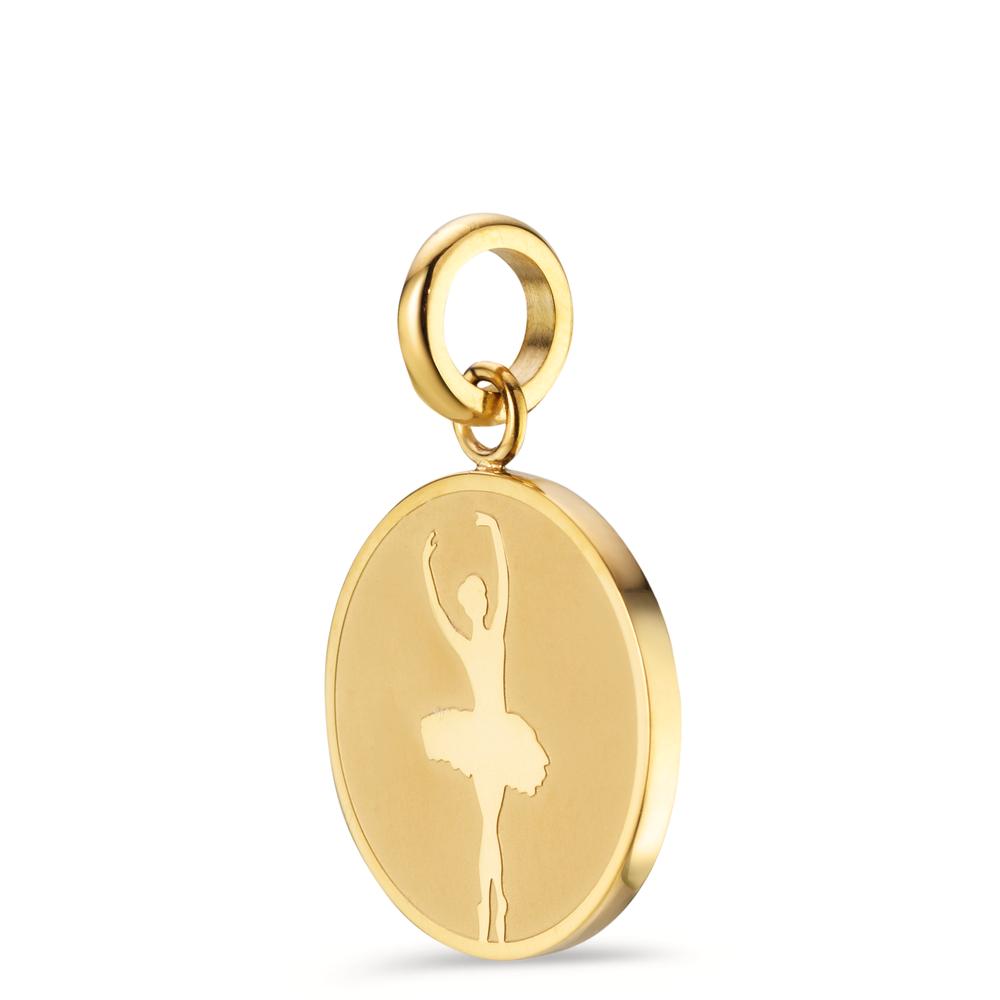 Pendentif Acier inoxydable jaune PVD Ballet Ø18 mm