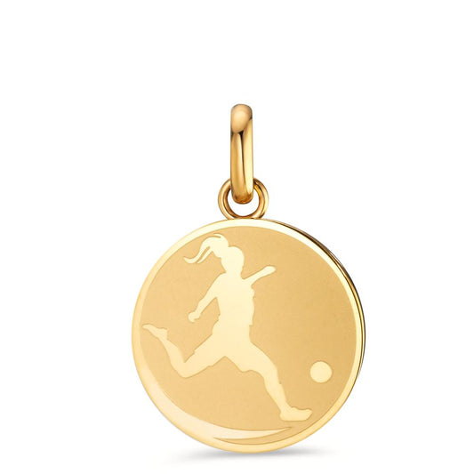 Pendentif Acier inoxydable jaune PVD Football Ø18 mm