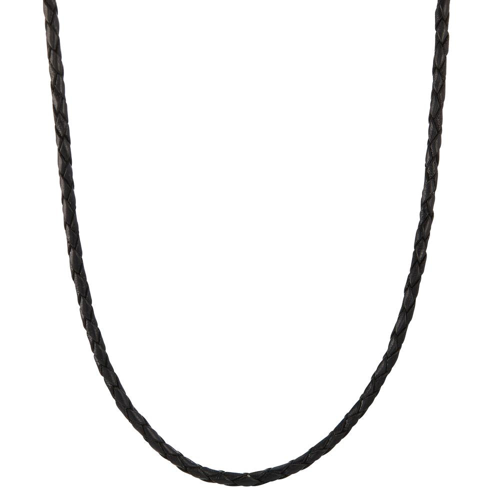 Collier Leder, Zilver Gerhodineerd 50 cm Ø2.7 mm