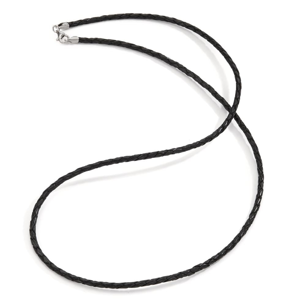 Collier Leder, Zilver Gerhodineerd 50 cm Ø2.7 mm