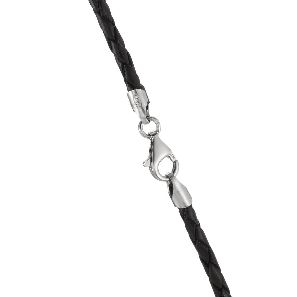 Collier Cuir, Argent Rhodié 50 cm Ø2.7 mm