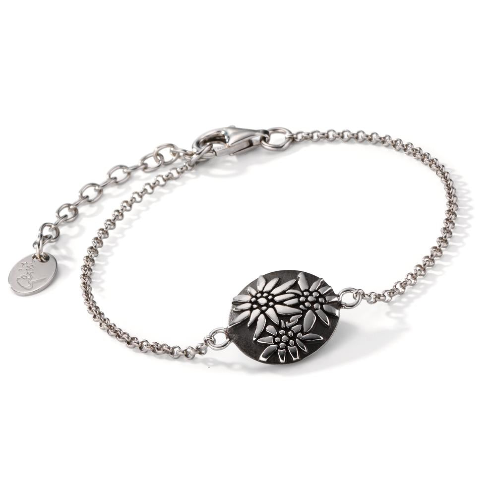 Bracelet Argent noir Rhodié Edelweiss 17-20.5 cm