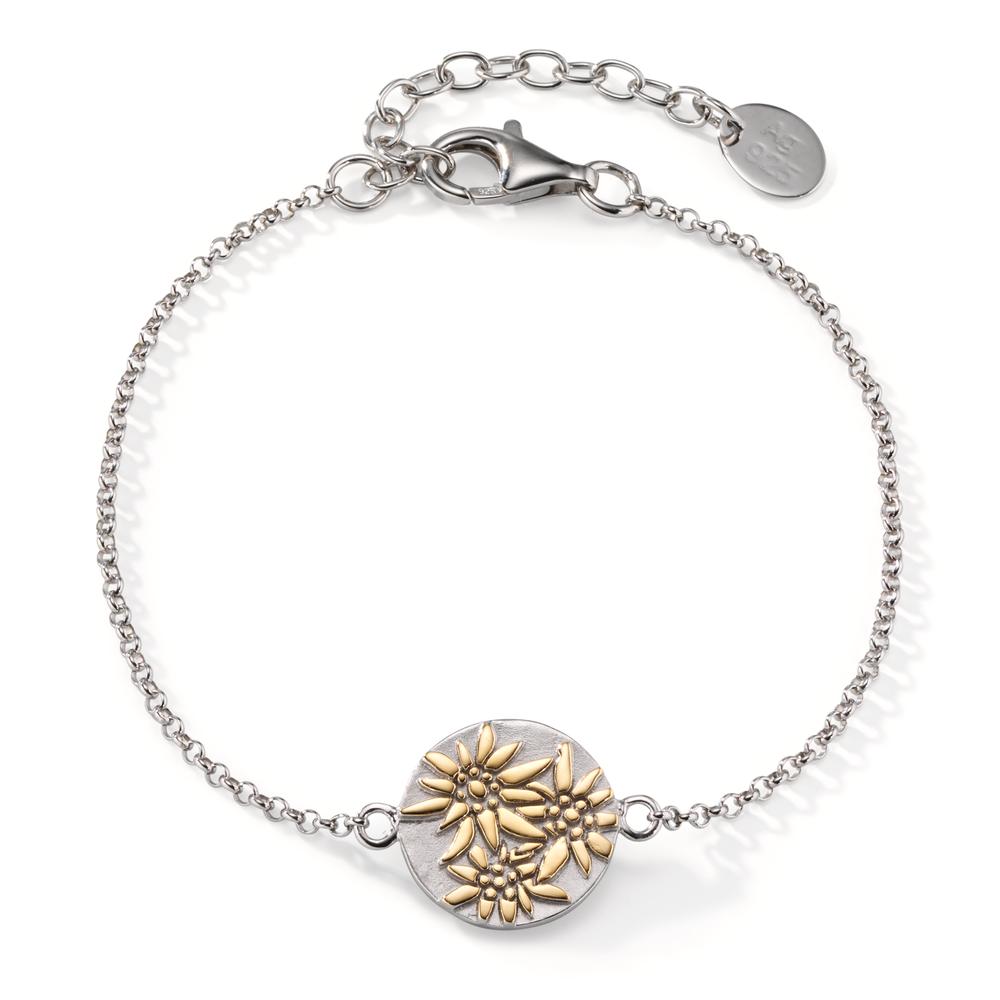 Armband Silber bicolor rhodiniert Edelweiss verstellbar