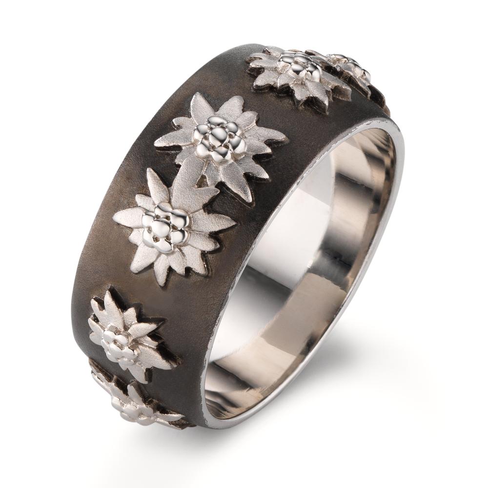 Ring Zilver Zwart Gerhodineerd Edelweiss