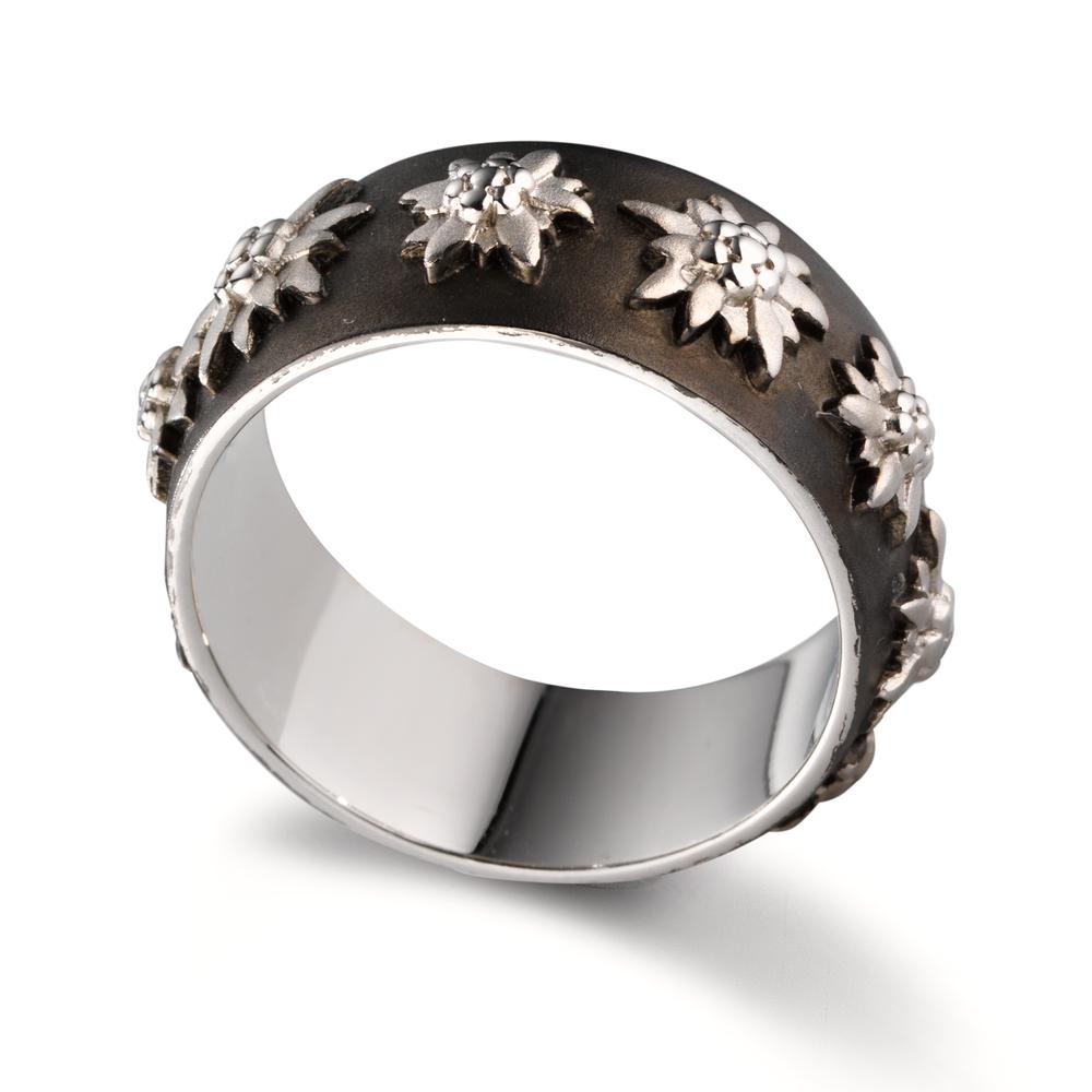 Ring Zilver Zwart Gerhodineerd Edelweiss