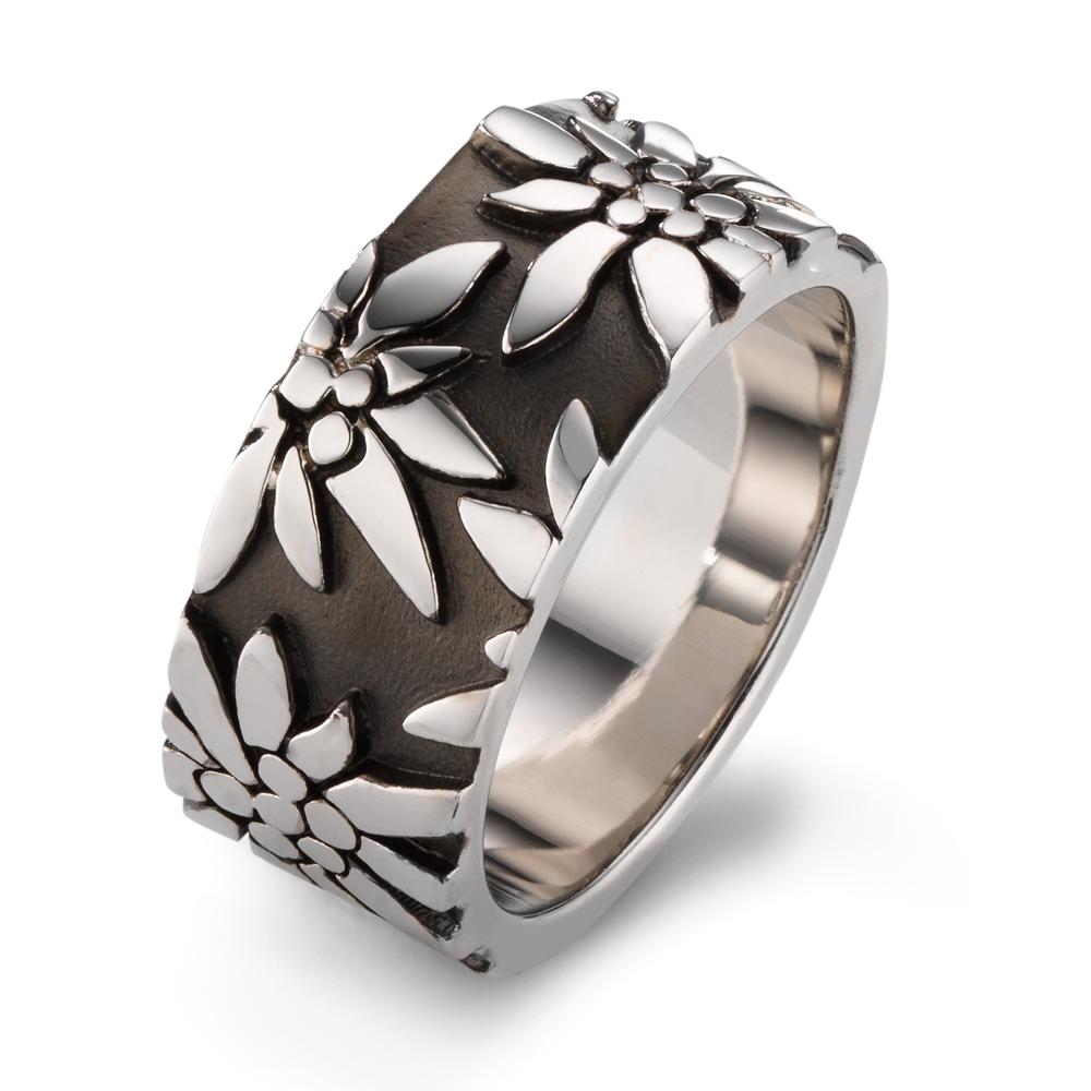 Ring Zilver Zwart Gerhodineerd Edelweiss