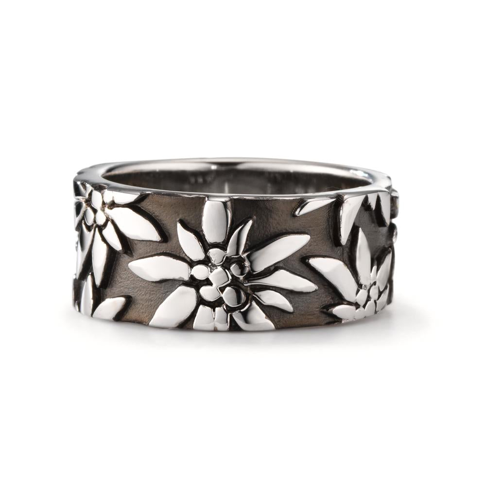 Bague Argent noir Rhodié Edelweiss