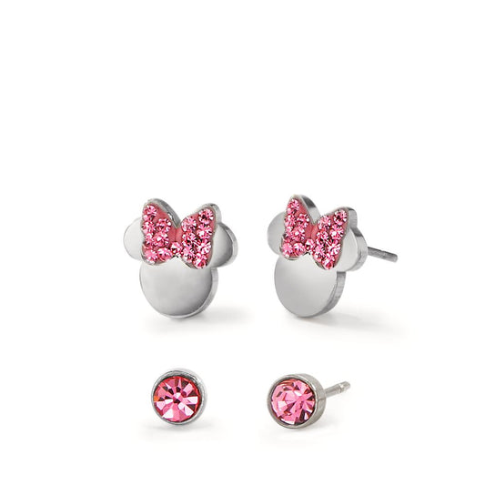 Clous d'oreilles Acier inoxydable Cristal rose Ø8 mm