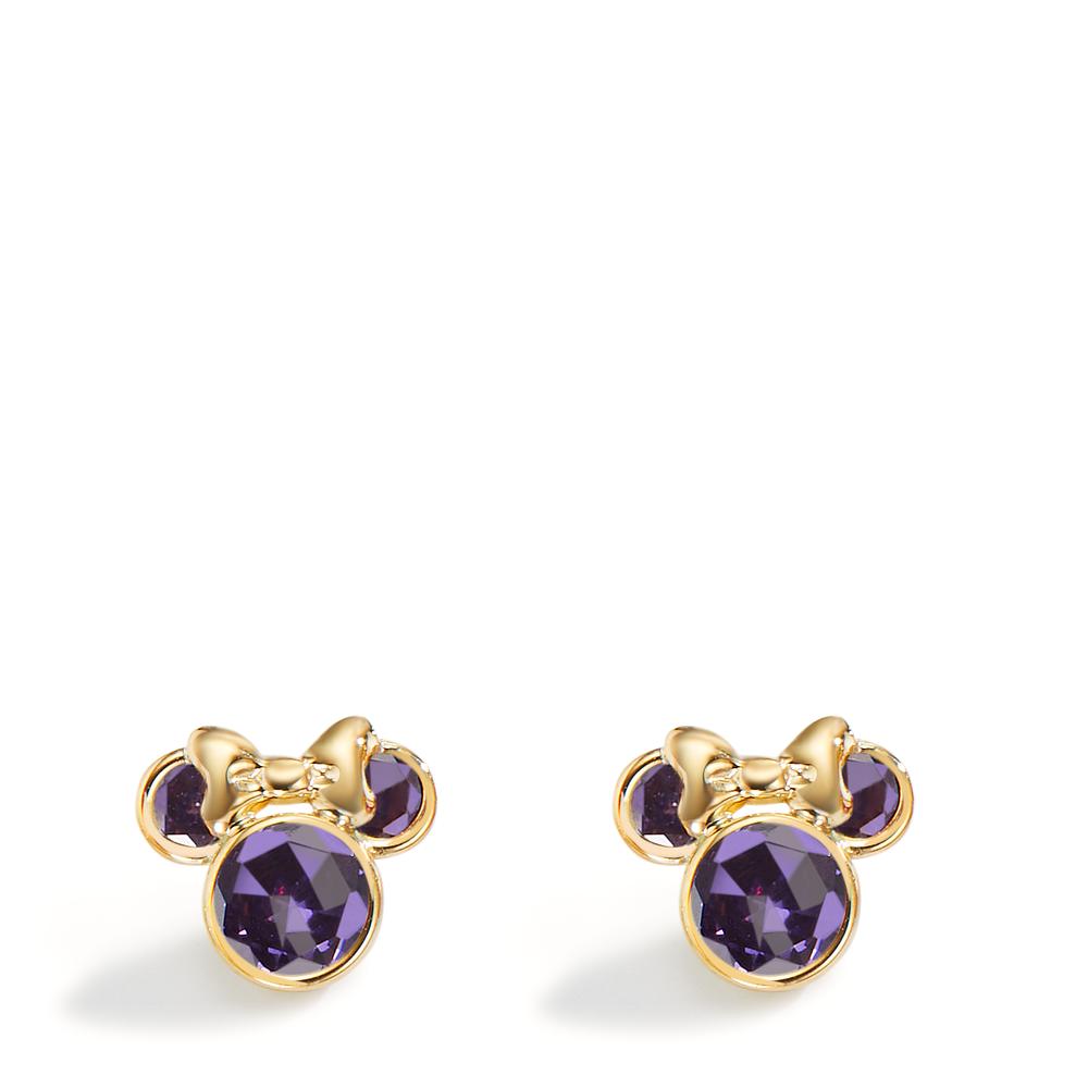 Clous d'oreilles Or jaune 9K Zircone violet, 6 Pierres Ø8 mm