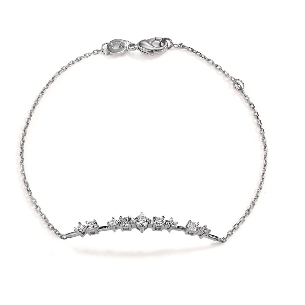 Bracelet Argent Zircone 9 Pierres Rhodié 16-18 cm