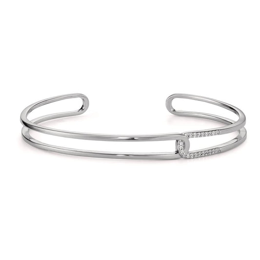 Bracelet rigide Argent Zircone Rhodié Ø50 mm