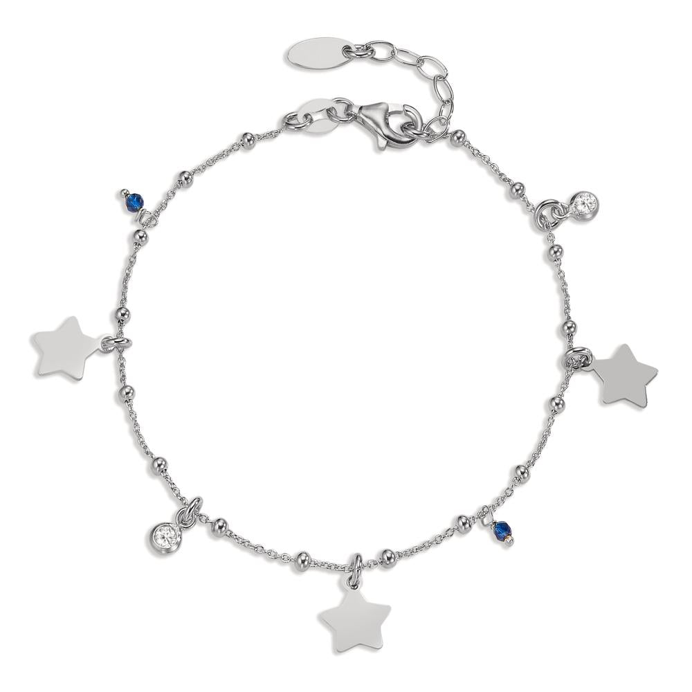 Armband Silber Zirkonia 4 Steine rhodiniert Stern verstellbar