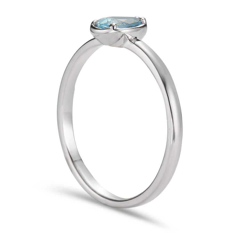 Fingerring 750/18 K Weissgold Aquamarin 0.40 ct