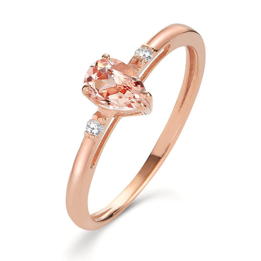 Bague Or rouge 18K Morganite 0.45 ct, 3 Pierres