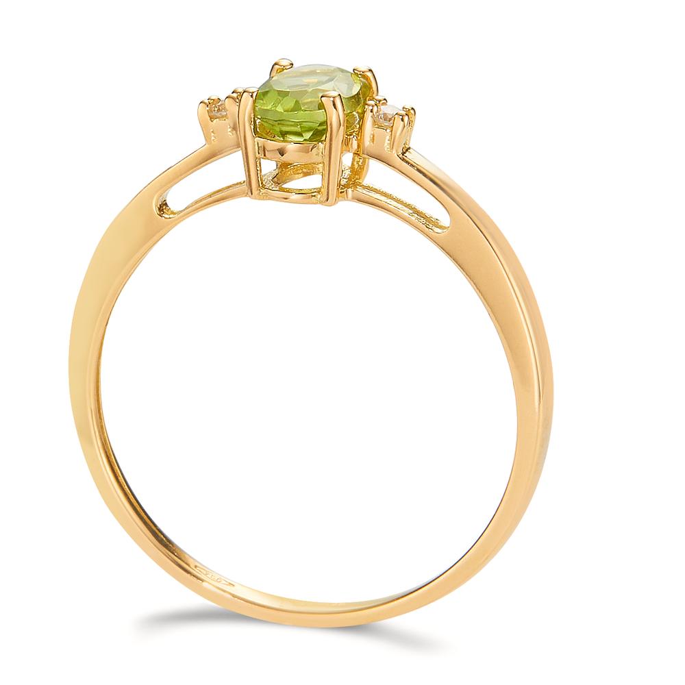 Bague Or jaune 18K Péridot 0.50 ct, Diamant 0.03 ct, 2 Pierres, w-si