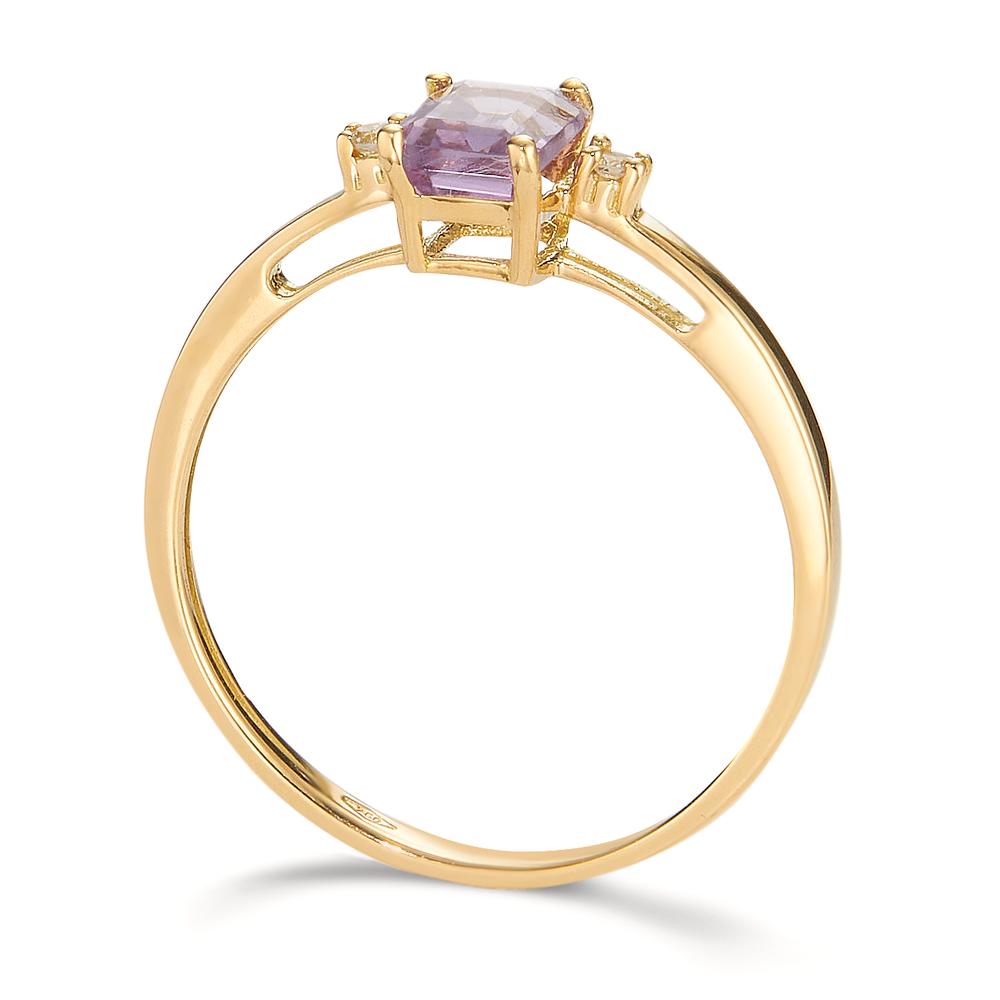 Fingerring 750/18 K Gelbgold Amethyst 0.60 ct, 3 Steine