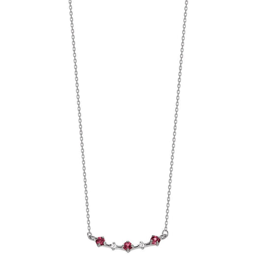 Collier Or blanc 18K Rubis 0.15 ct, 5 Pierres 40-42 cm