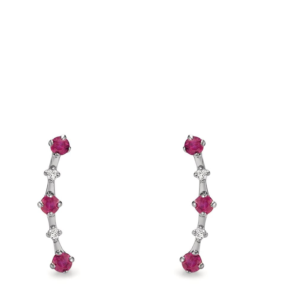 Clous d'oreilles Or blanc 18K Rubis 0.30 ct, 10 Pierres