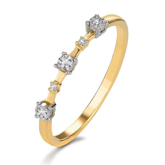 Bague Or jaune 18K Diamant 0.046 ct, 5 Pierres, w-si