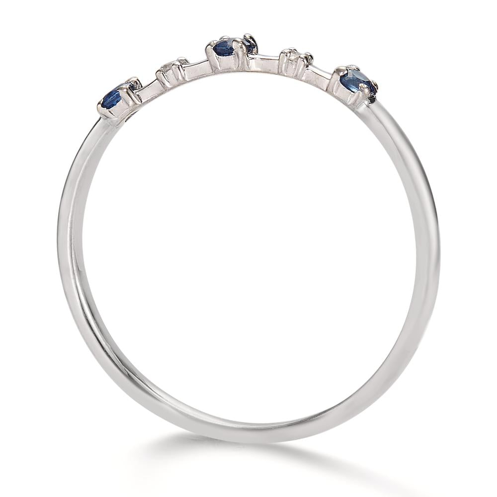 Bague Or blanc 18K Saphir 0.15 ct, 5 Pierres