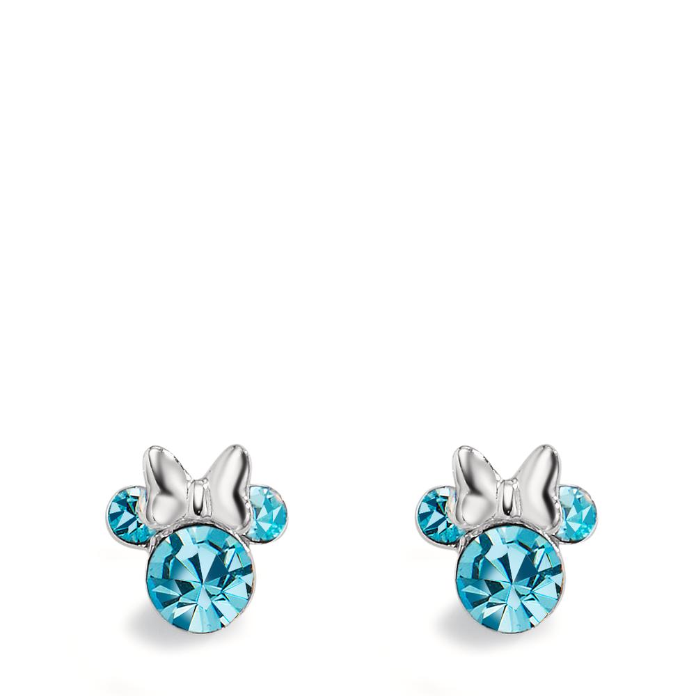 Clous d'oreilles Argent Zircone aqua, 6 Pierres Ø6 mm