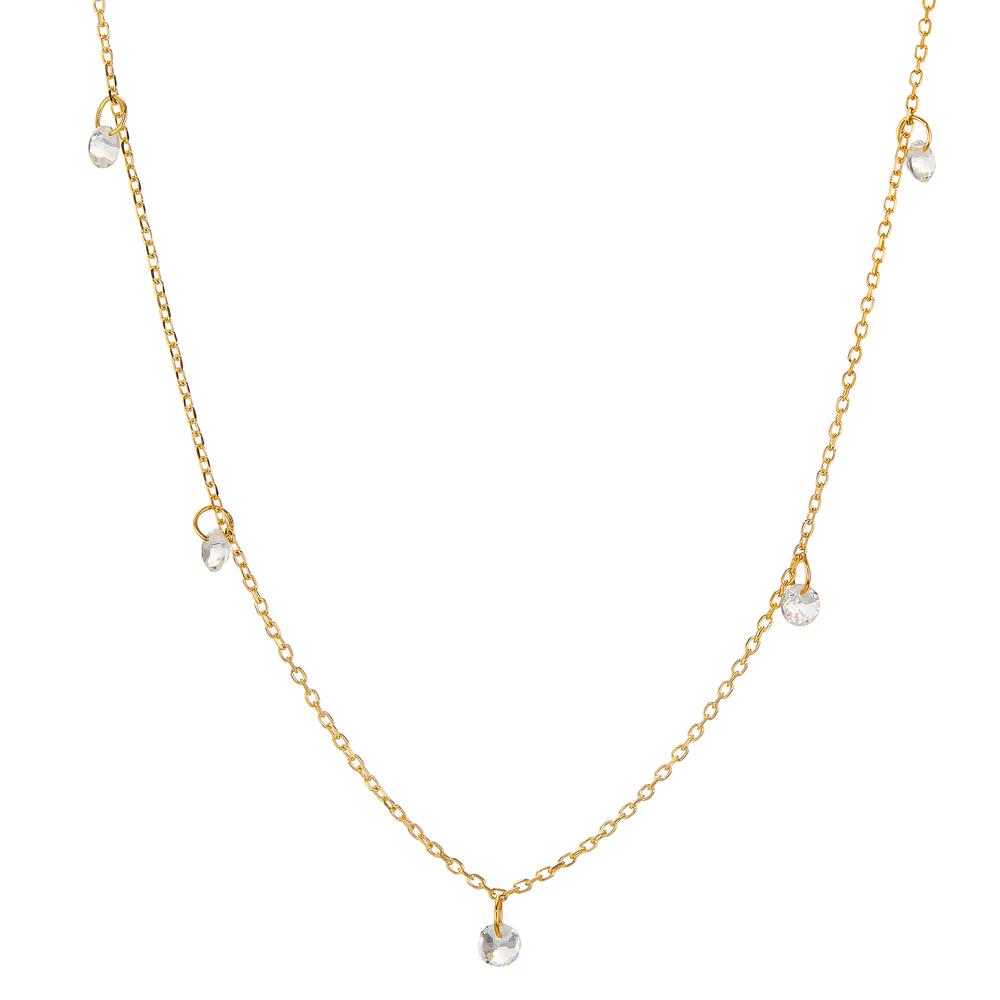 Collier Or jaune 18K Topaze blanc, 5 Pierres 40-42 cm