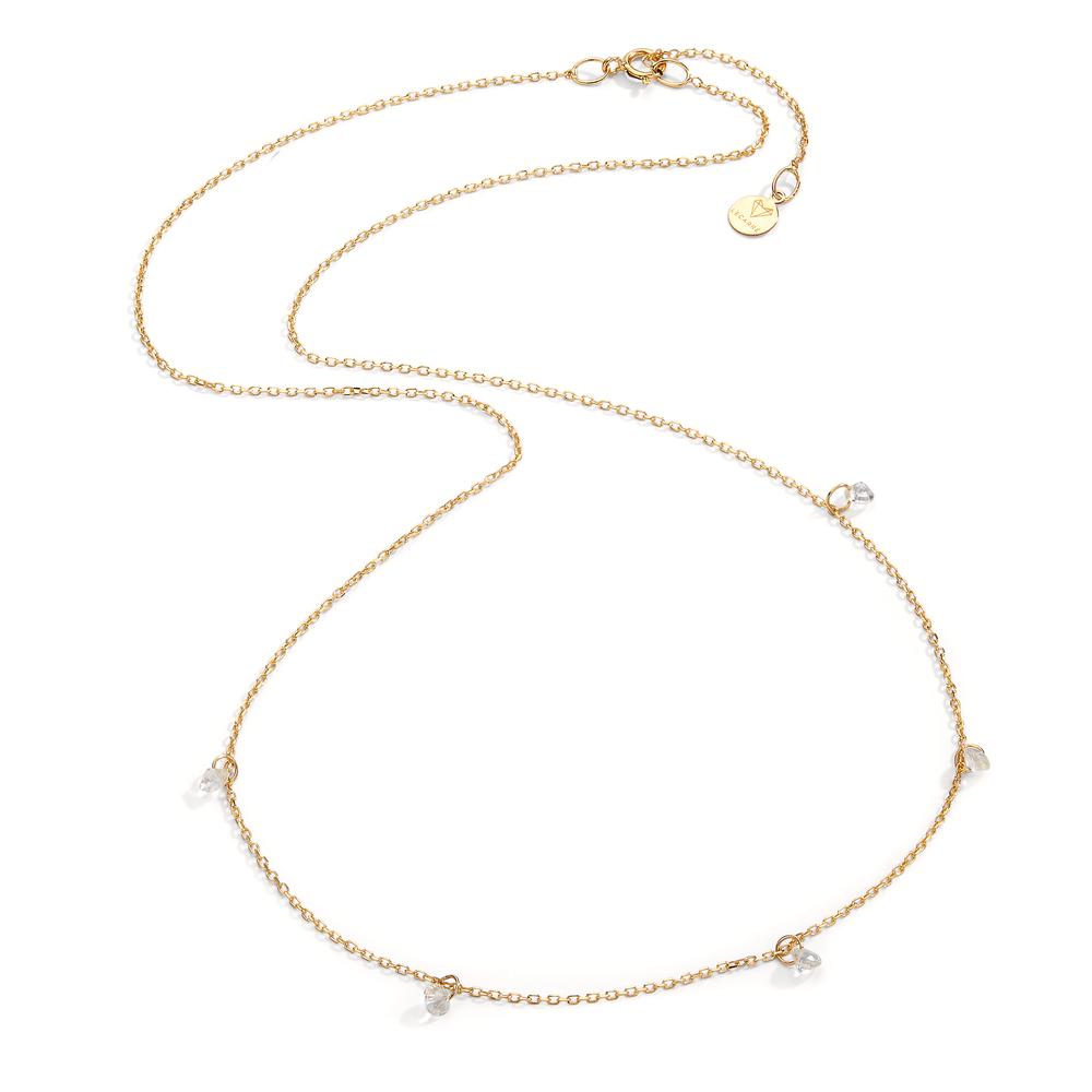 Collier Or jaune 18K Topaze blanc, 5 Pierres 40-42 cm