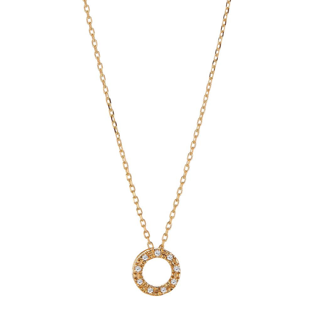 Collier 750/18K geel goud Diamant 0.018 ct, 9 Steen, w-si 42 cm