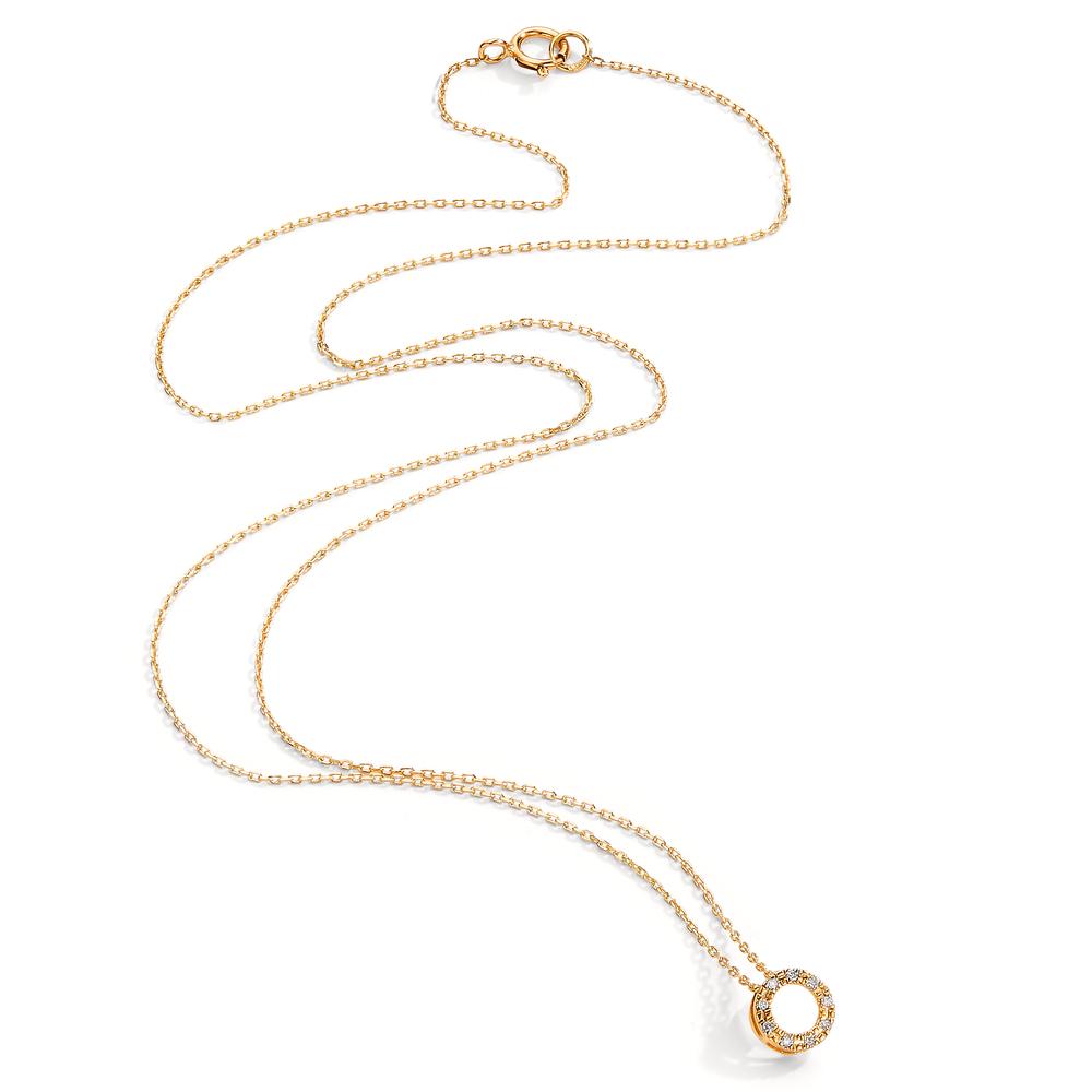 Collier 750/18K geel goud Diamant 0.018 ct, 9 Steen, w-si 42 cm