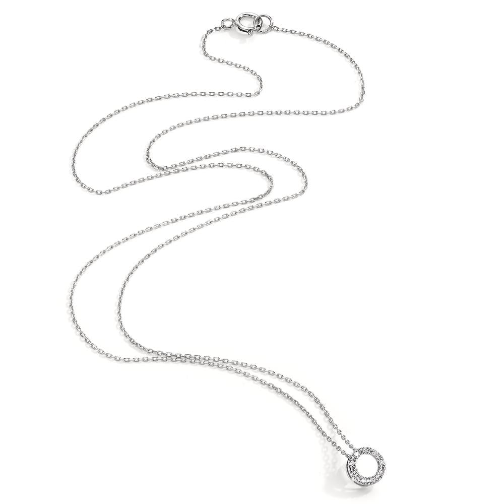 Collier 750/18K witgoud Diamant 0.018 ct, 9 Steen, w-si 42 cm